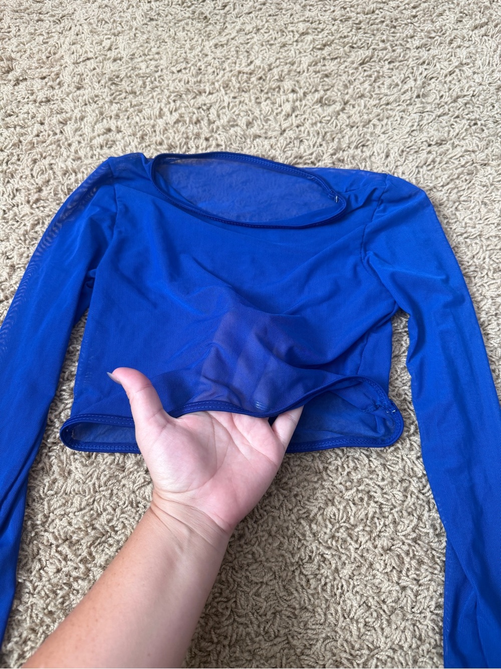 Girls Blue Sheer Long-Sleeve Crop Top - Unbranded coverup for dance CL/CXL